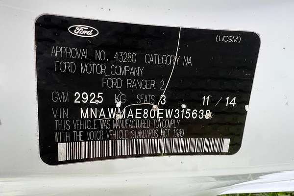 2014 Ford Ranger XL PX Rear Wheel Drive L