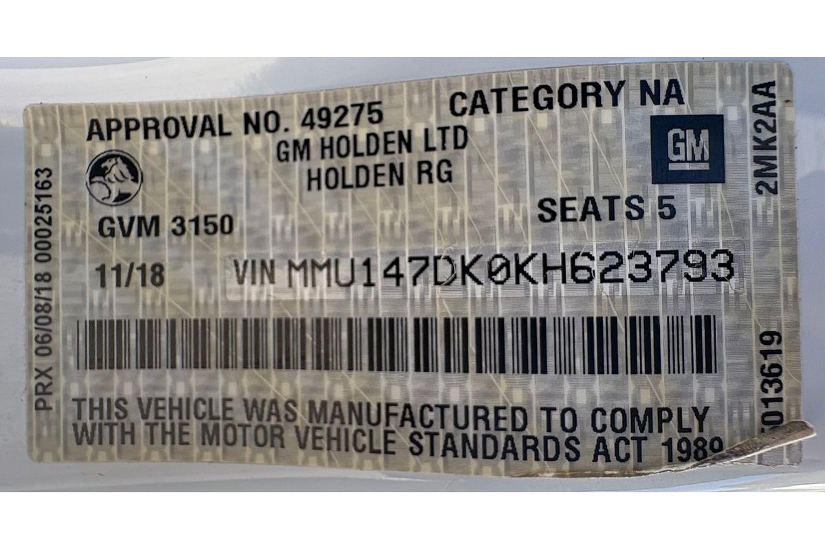 2018 Holden Colorado RG MY19