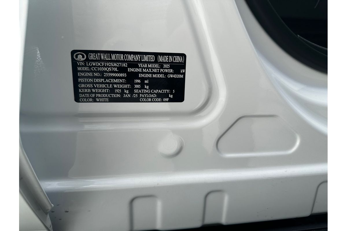 2025 GWM Ute Cannon Premium CC NPW 4X4