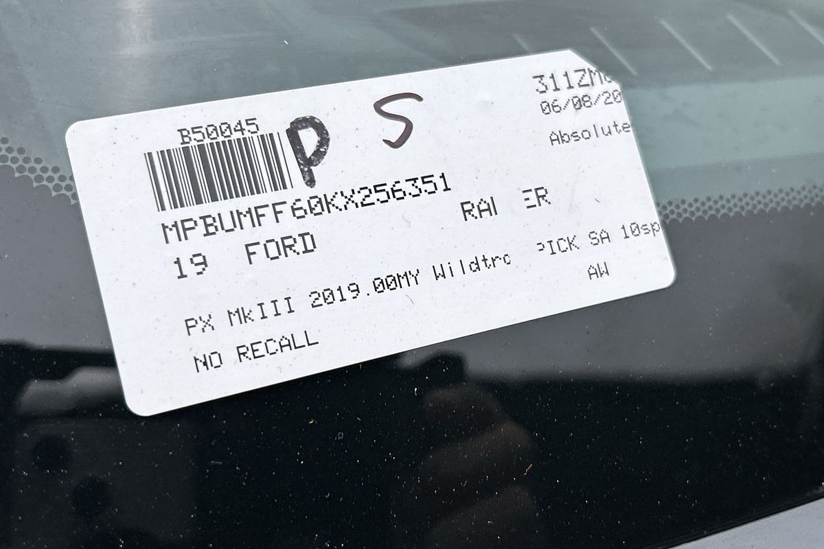2019 Ford Ranger Wildtrak PX MkIII 4X4 2.0L