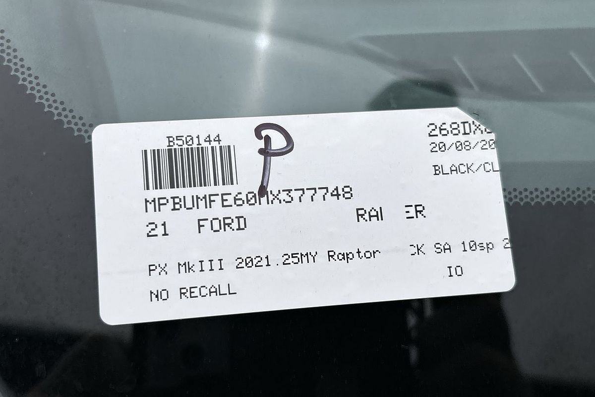 2021 Ford Ranger Raptor PX MkIII 4X4 L