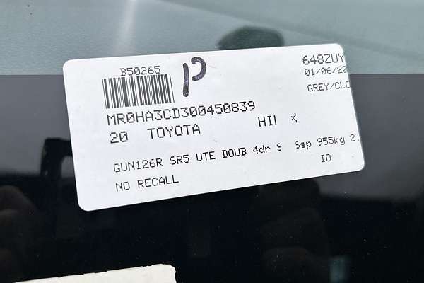 2020 Toyota Hilux SR5 GUN126R 4X4
