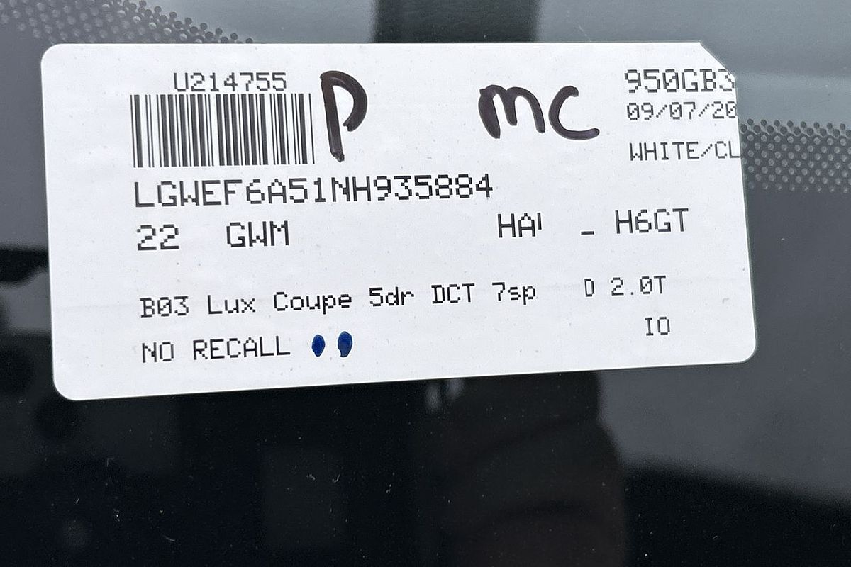 2022 GWM Haval H6 Lux B01