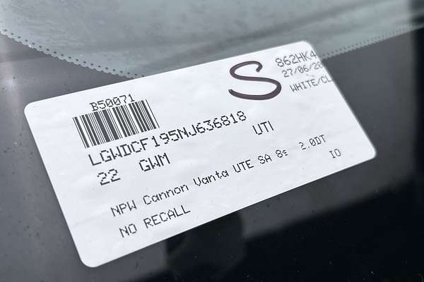 2022 GWM Ute Cannon Vanta NPW 4X4