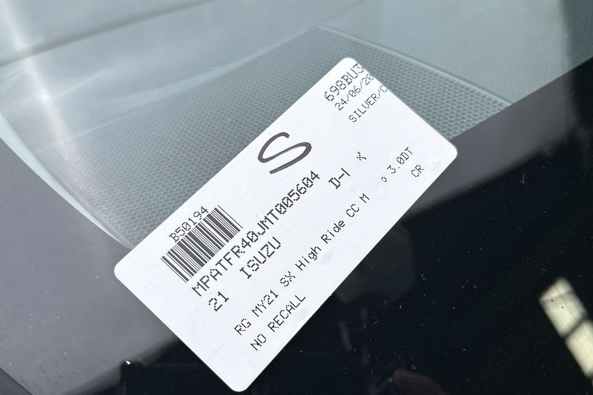 2021 Isuzu D-MAX SX High Ride Rear Wheel Drive