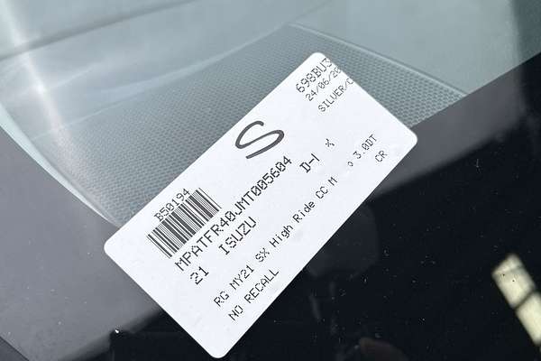 2021 Isuzu D-MAX SX High Ride Rear Wheel Drive
