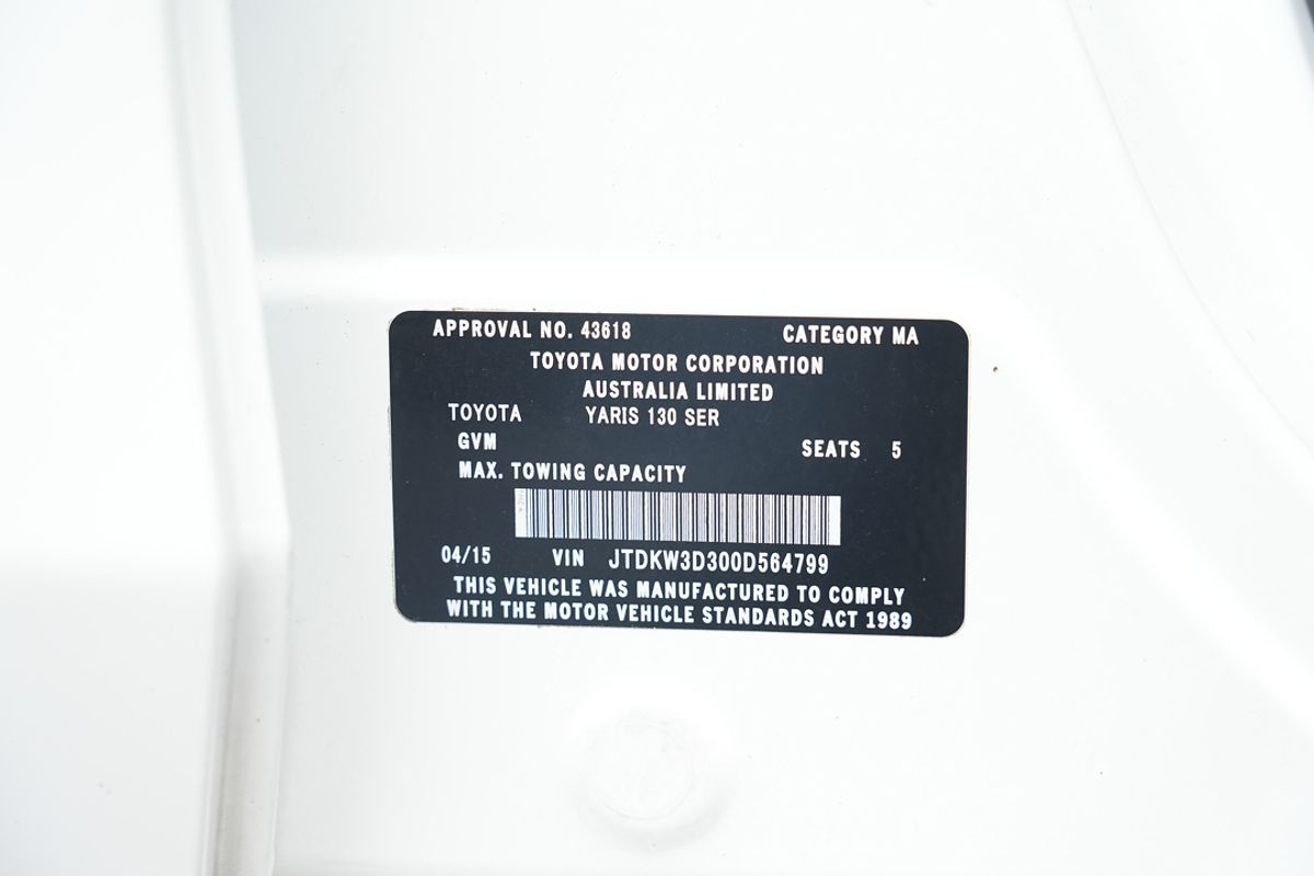 2015 Toyota Yaris Ascent NCP130R