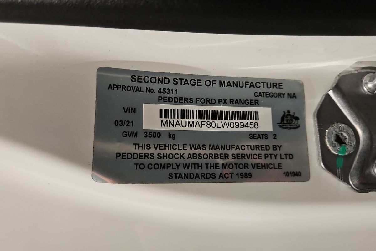 2020 Ford Ranger XL Hi-Rider PX MkIII Rear Wheel Drive 2.2L