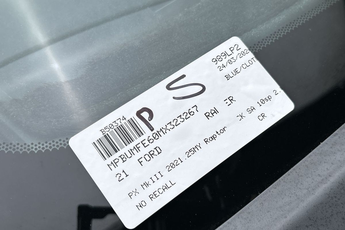 2021 Ford Ranger Raptor PX MkIII 4X4 2.0L