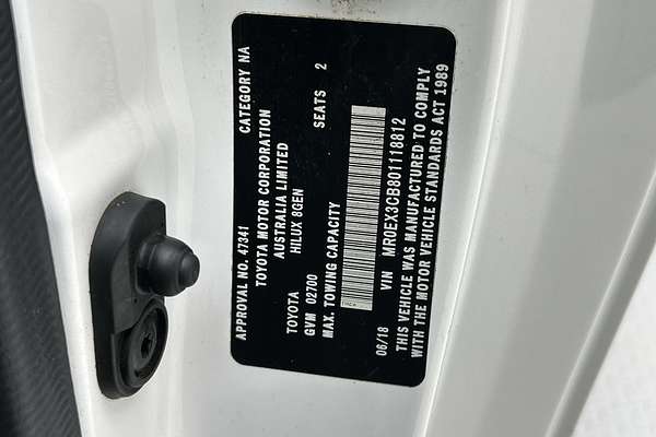 2018 Toyota Hilux Workmate TGN121R Rear Wheel Drive