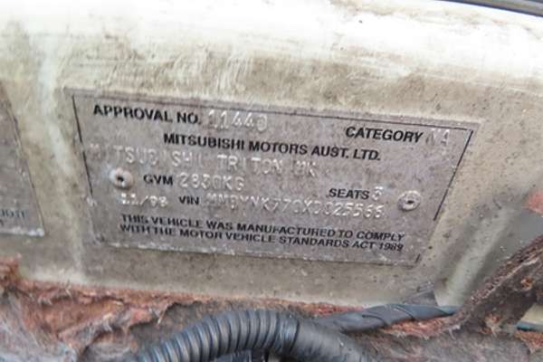1998 Mitsubishi Triton GL MK Rear Wheel Drive