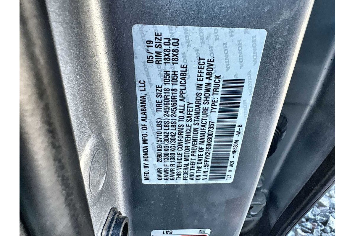 2019 Honda Ridgeline RTL