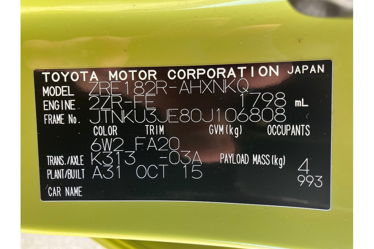2015 Toyota Corolla Ascent Sport ZRE182R