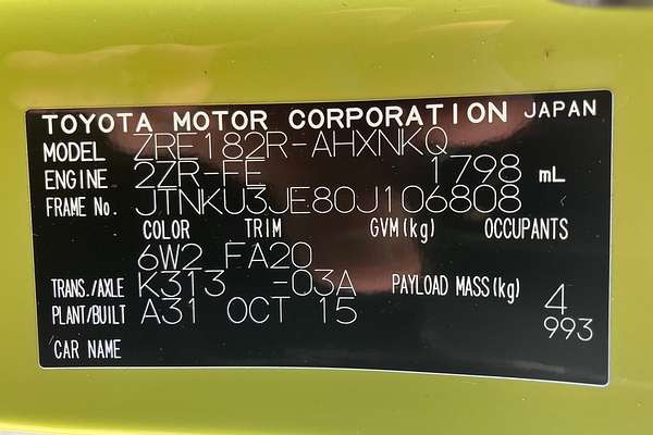 2015 Toyota Corolla Ascent Sport ZRE182R