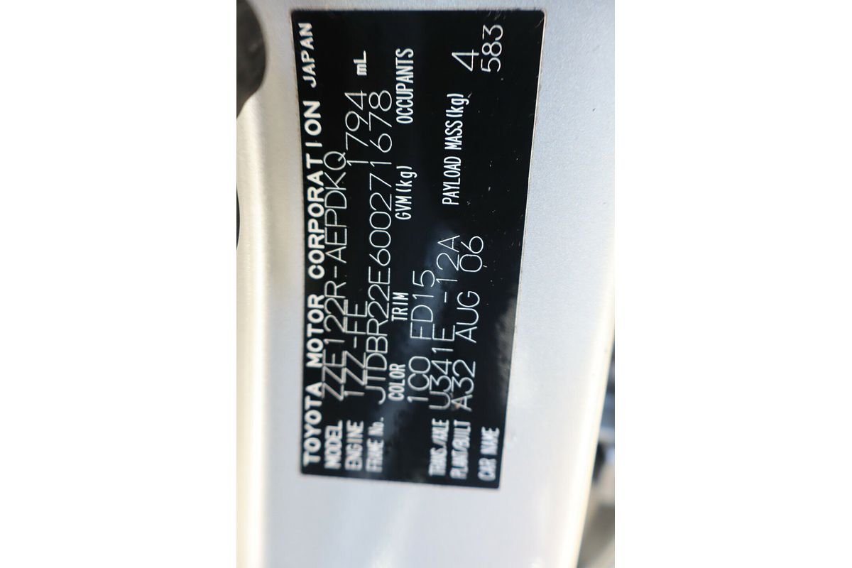 2006 Toyota Corolla Conquest ZZE122R