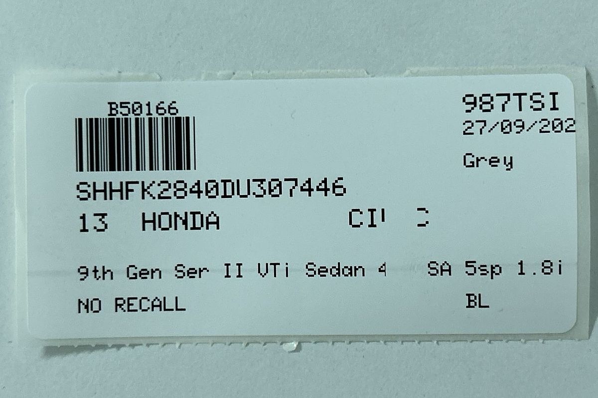 2013 Honda Civic VTi 9th Gen Ser II