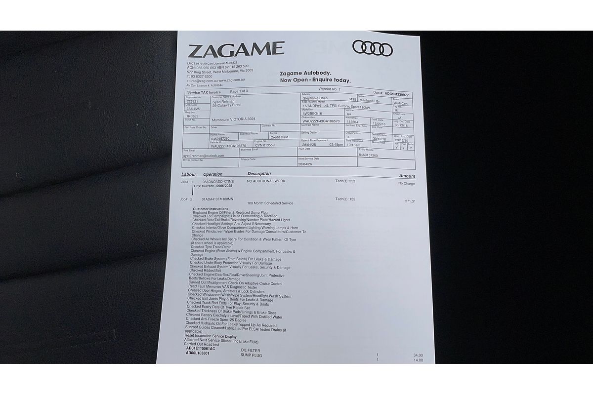 2016 Audi A4 sport B9