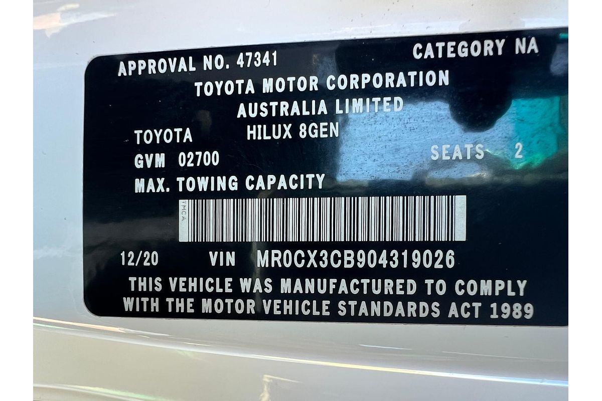 2020 Toyota Hilux Workmate TGN121R Rear Wheel Drive