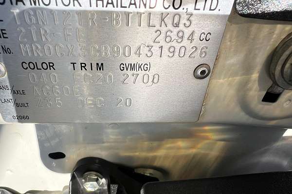 2020 Toyota Hilux Workmate TGN121R Rear Wheel Drive