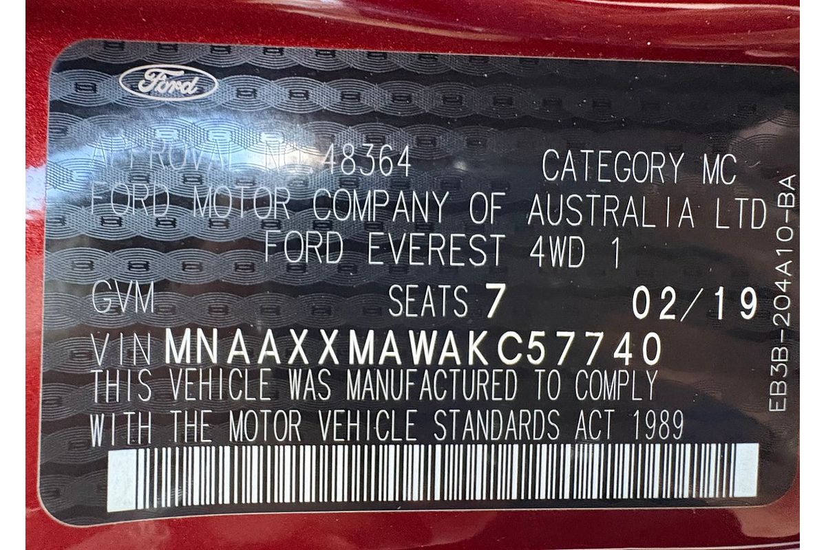 2019 Ford Everest TREND (4WD 7 SEAT) UA II MY19