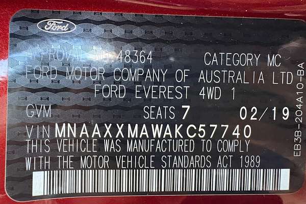 2019 Ford Everest TREND (4WD 7 SEAT) UA II MY19