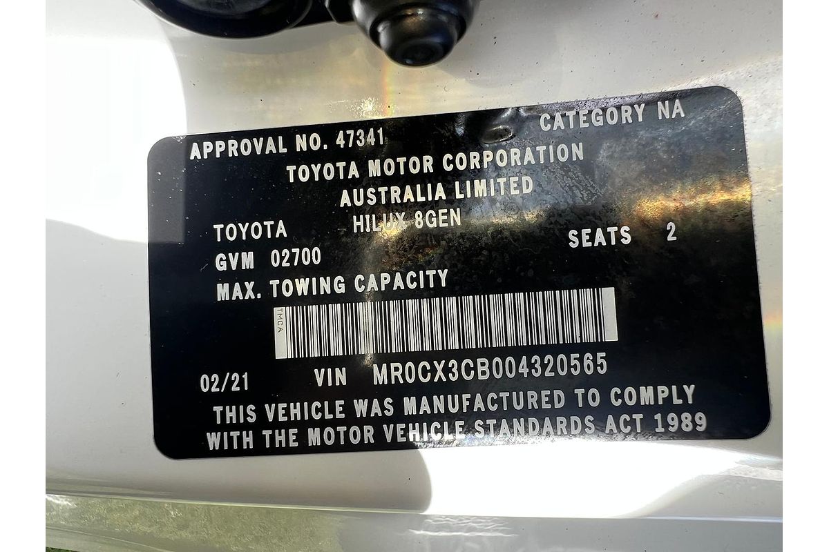 2021 Toyota Hilux Workmate TGN121R Rear Wheel Drive