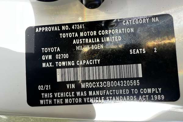 2021 Toyota Hilux Workmate TGN121R Rear Wheel Drive