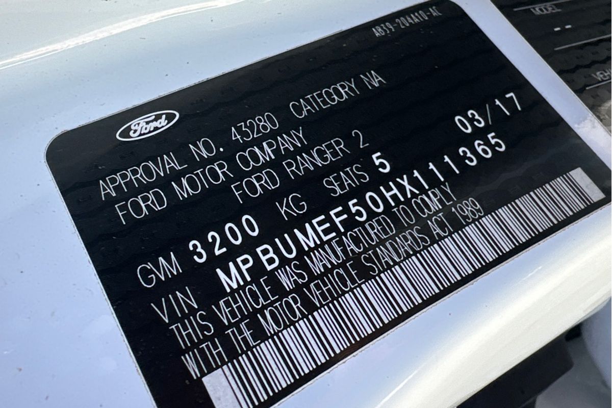 2017 Ford Ranger XL PX MkII 4X4 3.2L