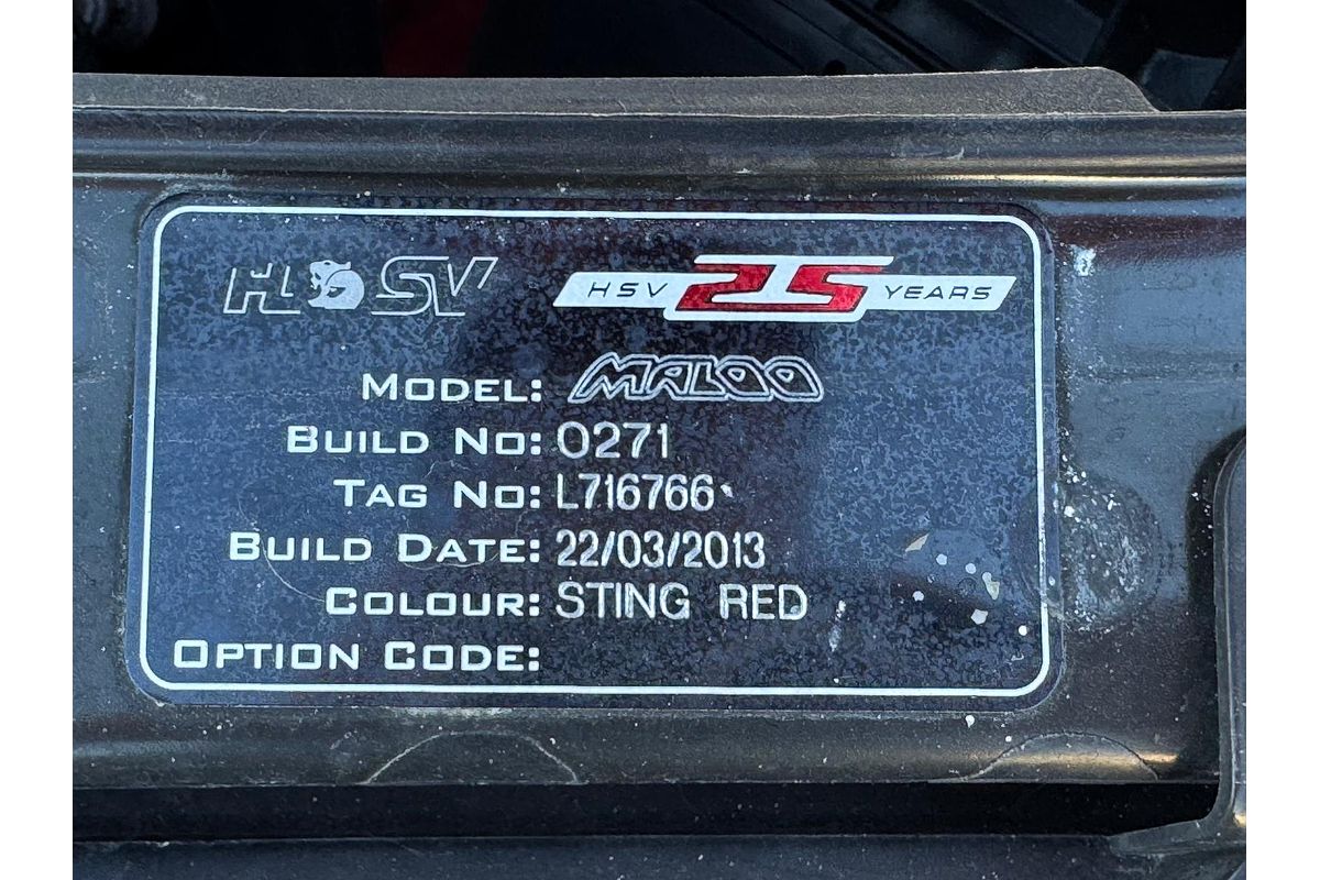 2013 HSV MALOO R8 E3 MY12.5 Rear Wheel Drive