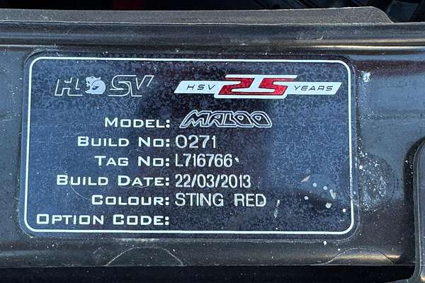 2013 HSV MALOO R8 E3 MY12.5 Rear Wheel Drive