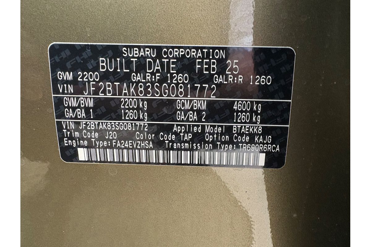 2025 Subaru Outback AWD Touring XT 6GEN