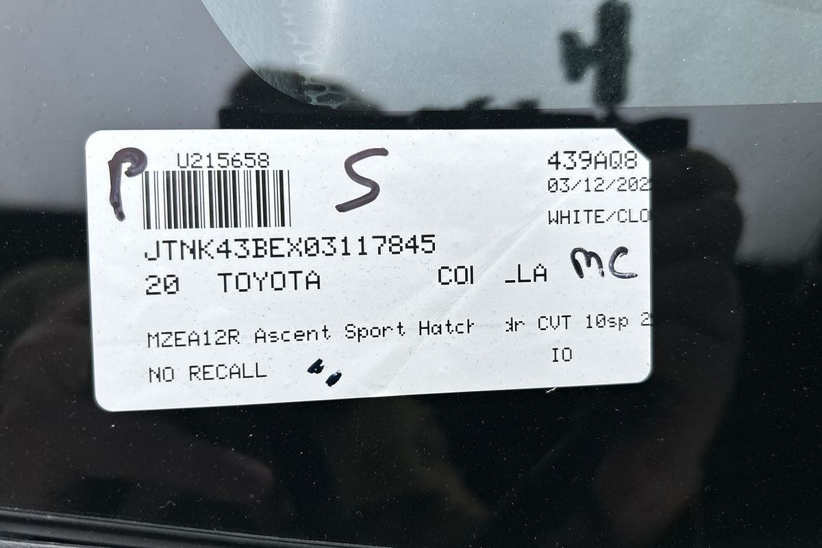 2020 Toyota Corolla Ascent Sport MZEA12R