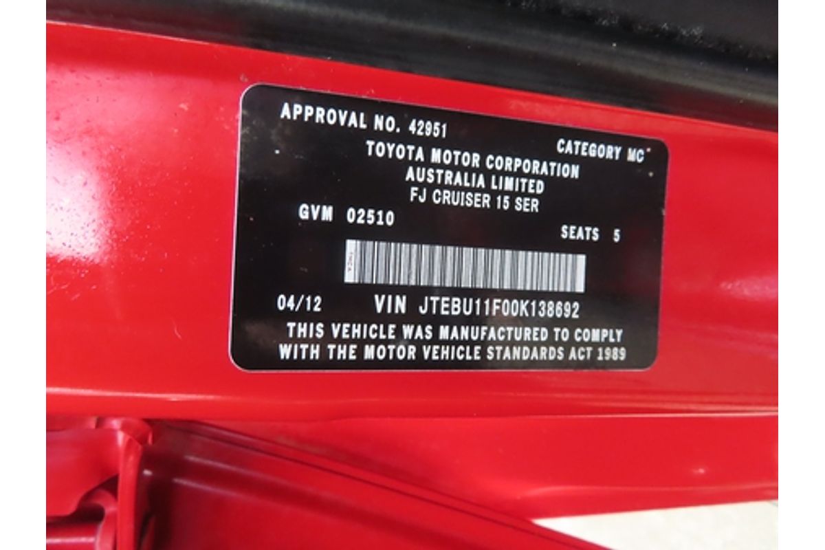 2012 Toyota FJ Cruiser GSJ15R