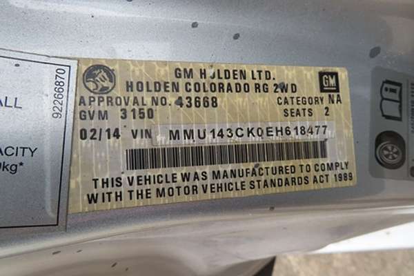2014 Holden Colorado LX RG Rear Wheel Drive