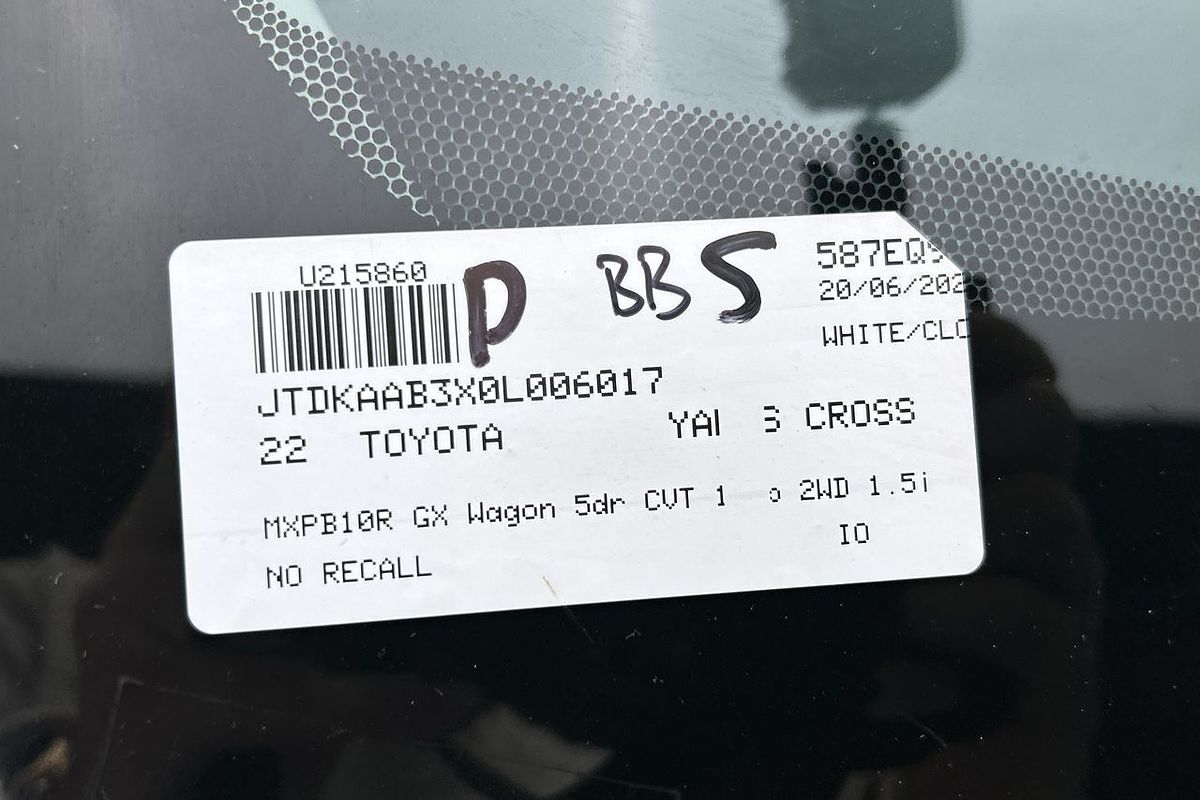 2022 Toyota Yaris Cross GX MXPB10R