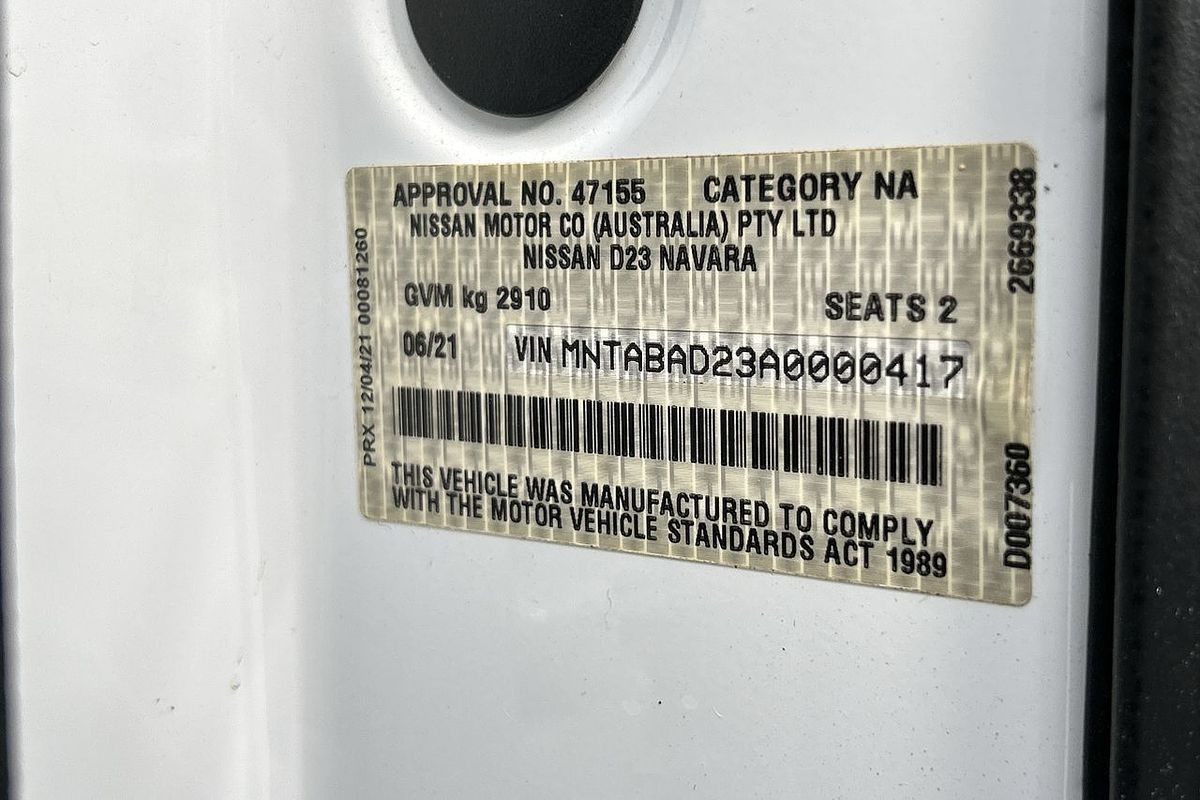 2021 Nissan Navara SL D23 Rear Wheel Drive