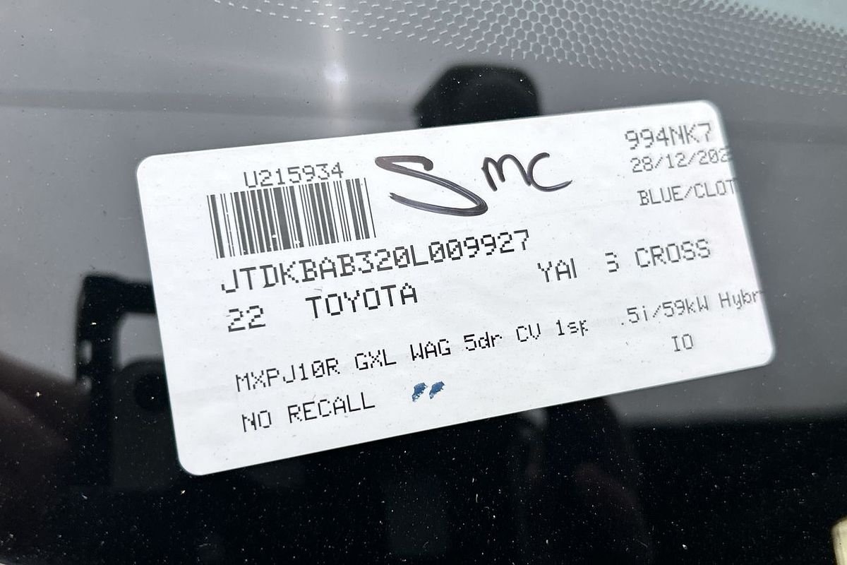 2022 Toyota Yaris Cross GXL MXPJ10R