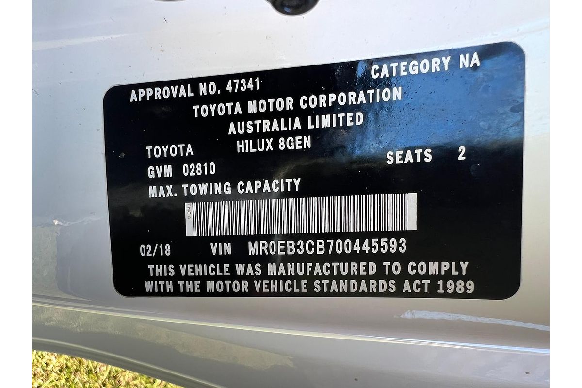 2018 Toyota Hilux Workmate GUN122R Rear Wheel Drive