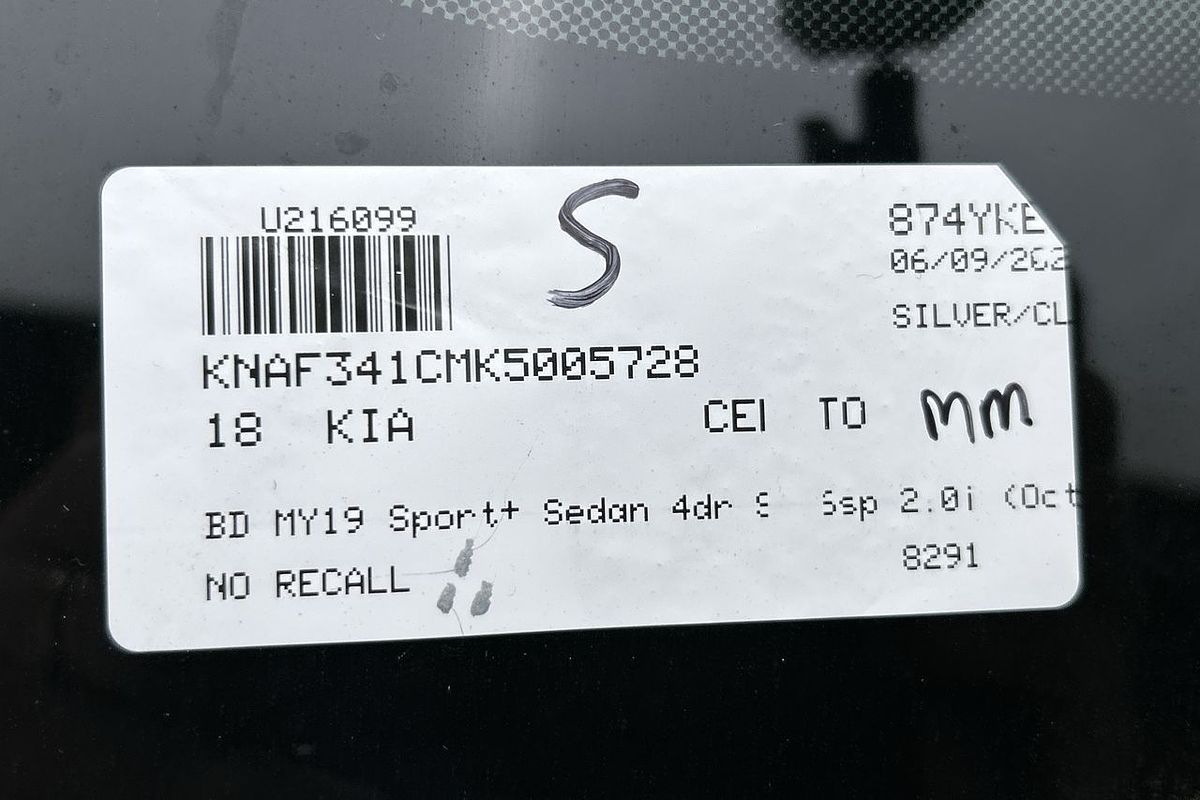 2018 Kia Cerato Sport+ BD