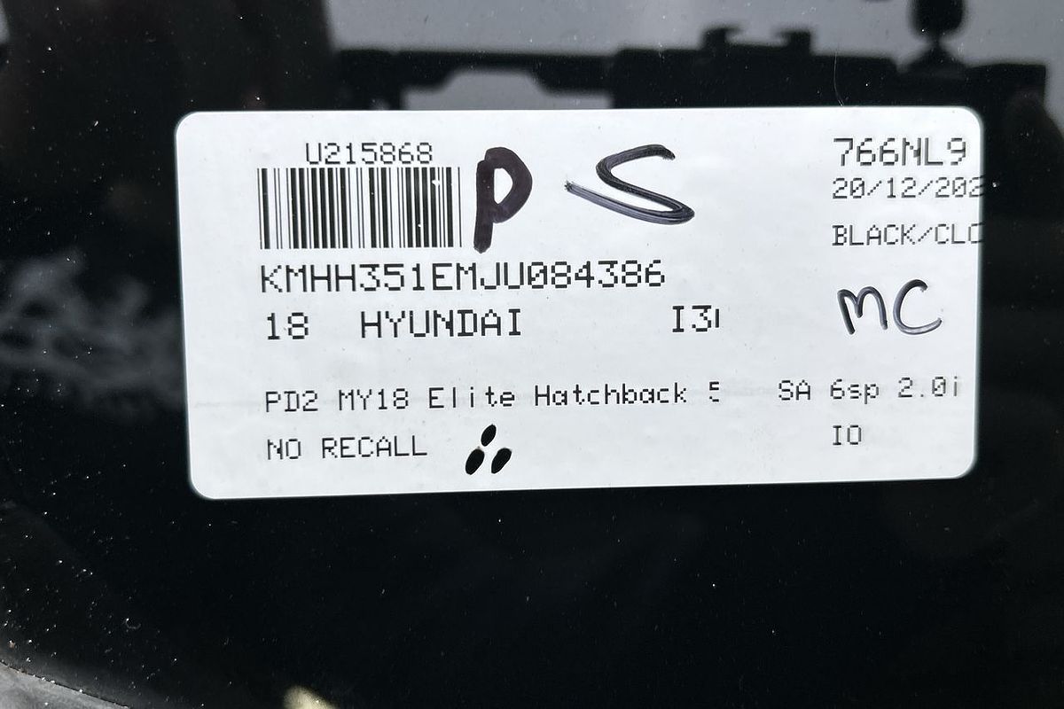2018 Hyundai i30 Elite PD2