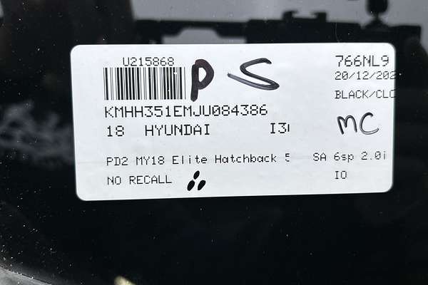 2018 Hyundai i30 Elite PD2