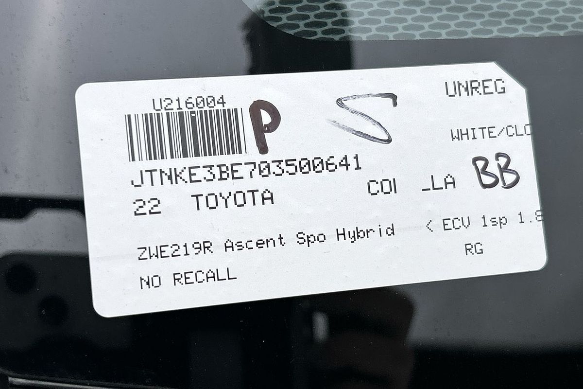 2022 Toyota Corolla Ascent Sport Hybrid ZWE219R