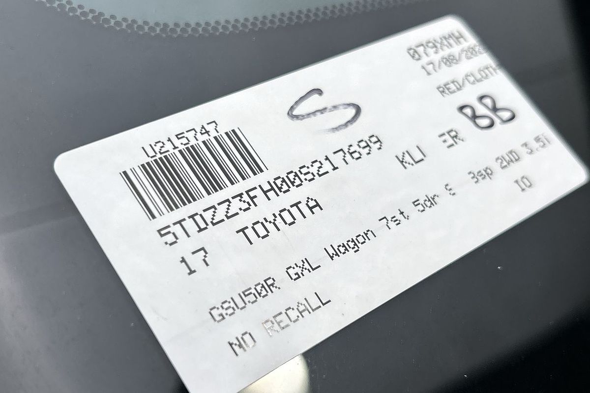 2017 Toyota Kluger GXL GSU50R
