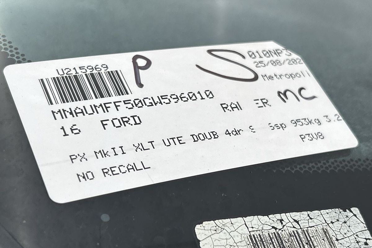 2016 Ford Ranger XLT PX MkII 4X4 3.2L