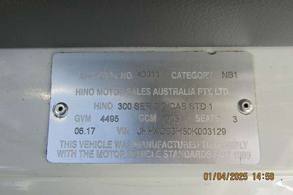 2017 Hino 300 Series 616 Trade Ace IFS 4x2 SWB