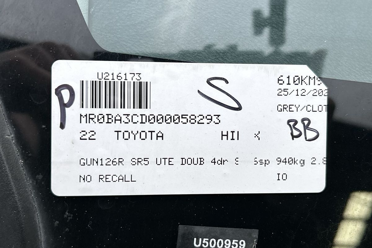 2022 Toyota Hilux SR5 GUN126R 4X4