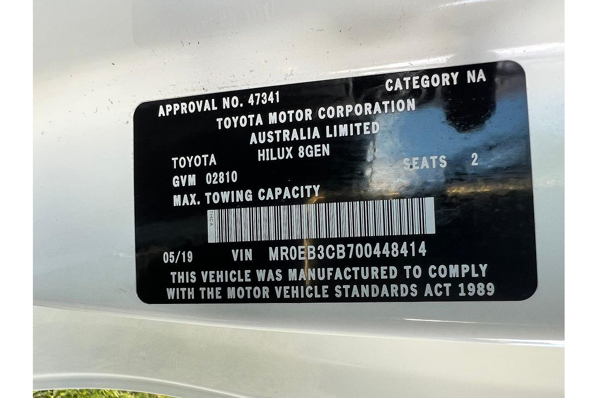 2019 Toyota Hilux Workmate GUN122R Rear Wheel Drive