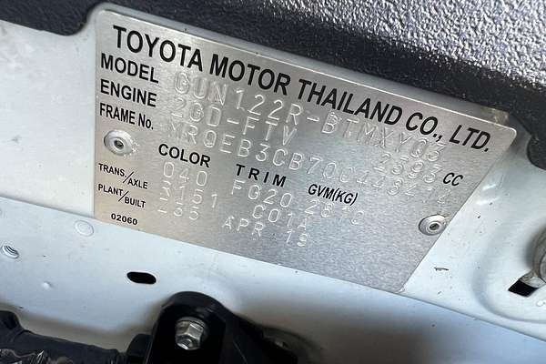 2019 Toyota Hilux Workmate GUN122R Rear Wheel Drive