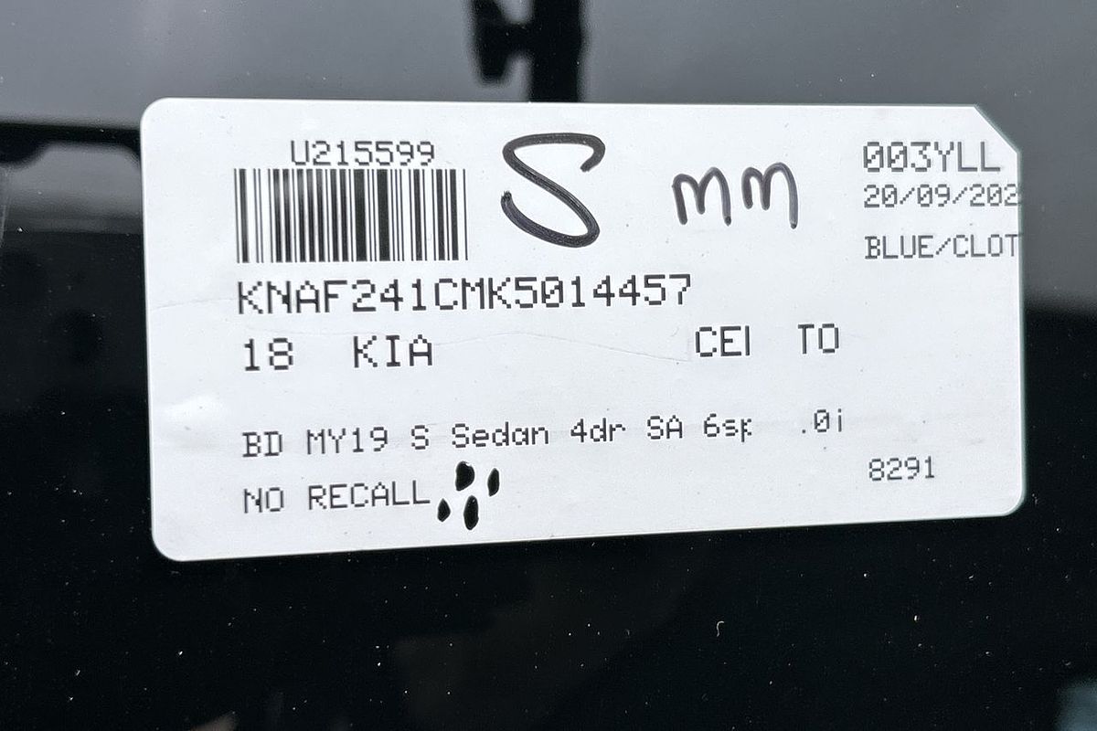 2018 Kia Cerato S BD