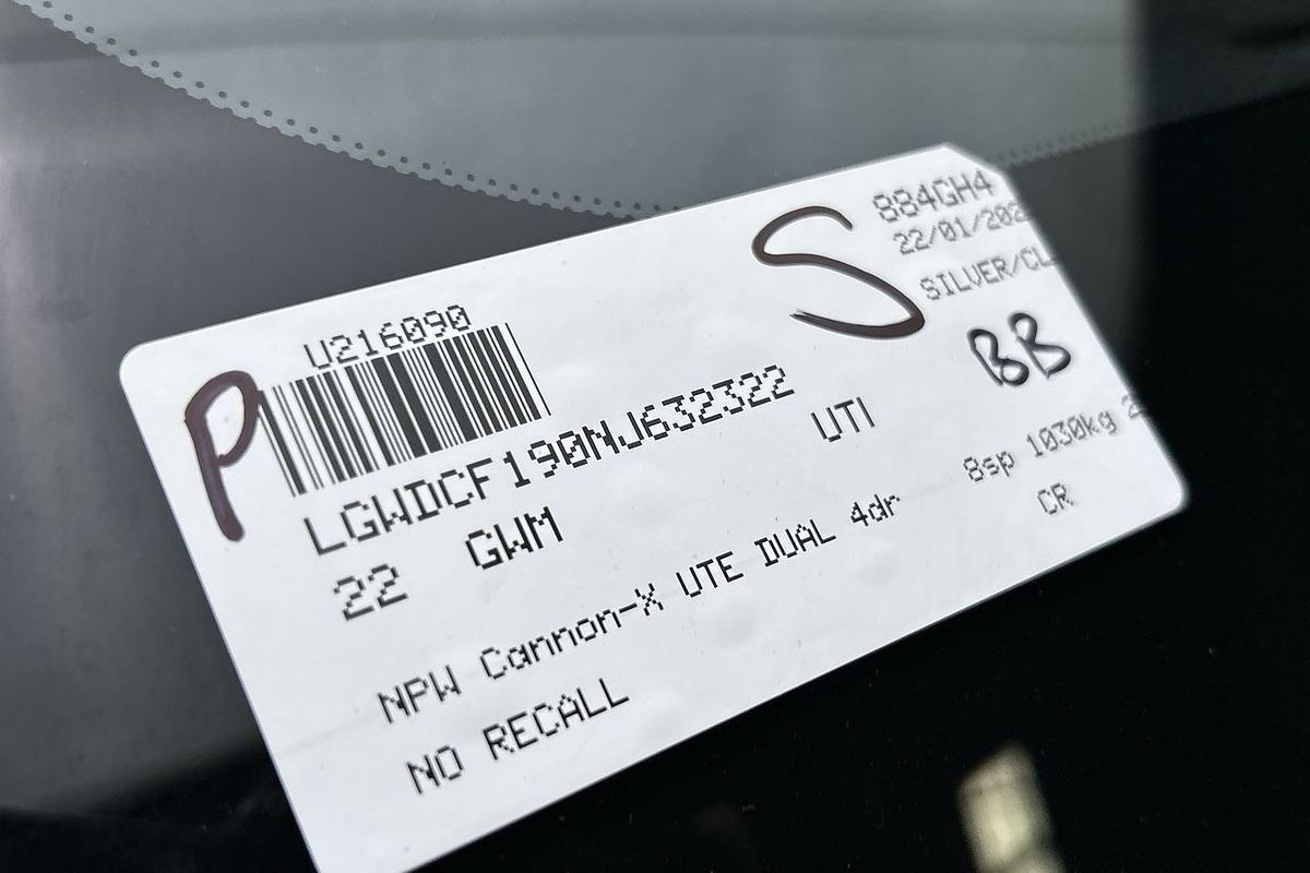 2022 GWM Ute Cannon-X NPW 4X4